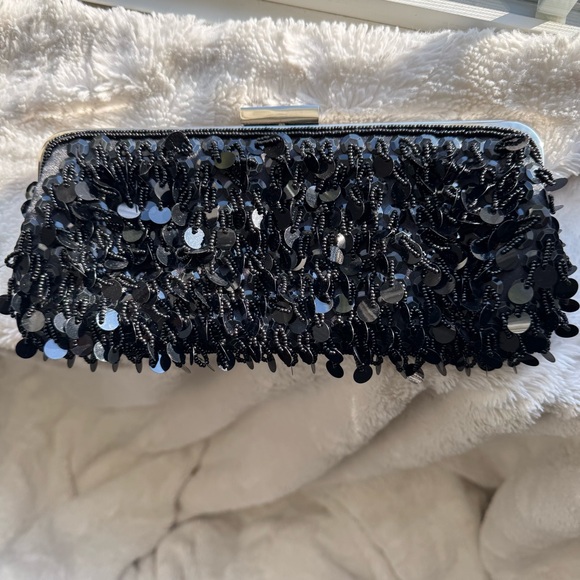 White House Black Market Sequined Beaded Clutch Bag - Picture 3 of 9